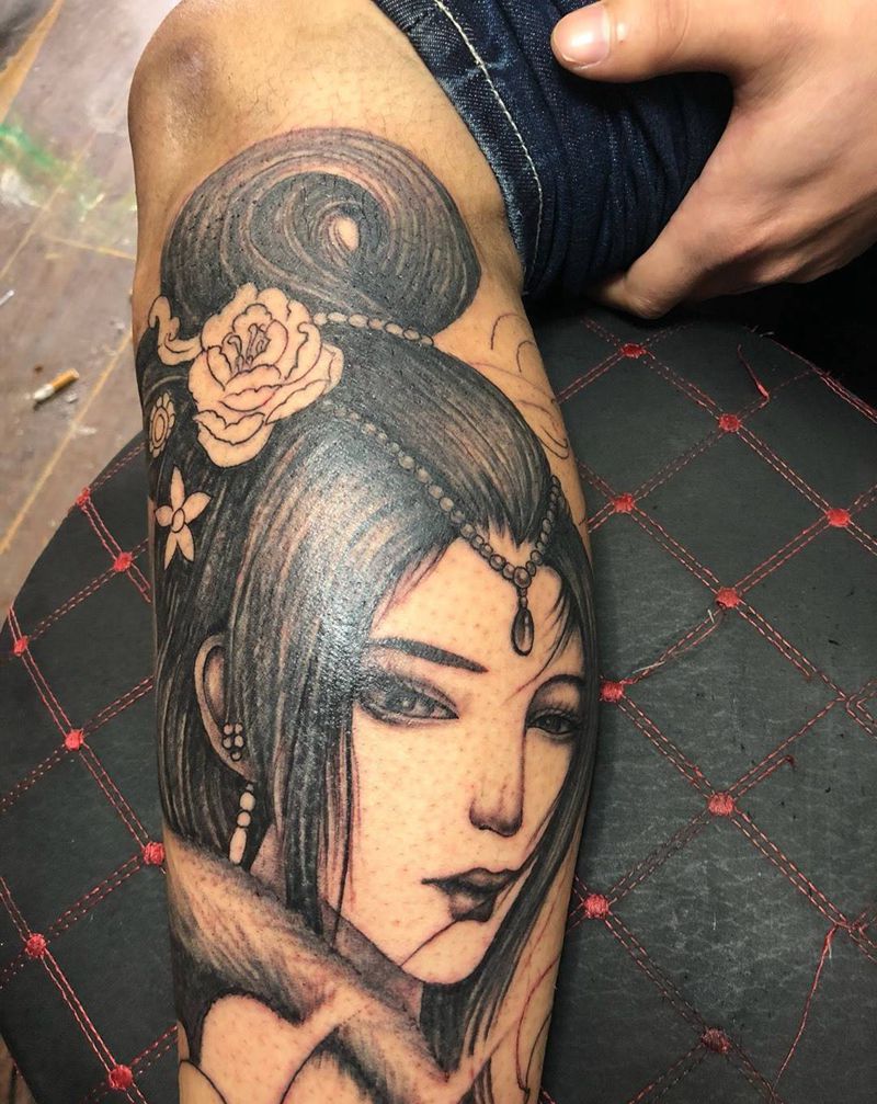 小腿外侧899纹身图片