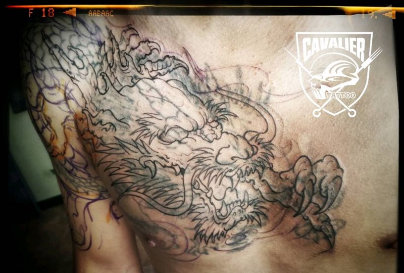 修改Old纹身纹身图片_胸部传统鬼神图腾原创成品纹身图案