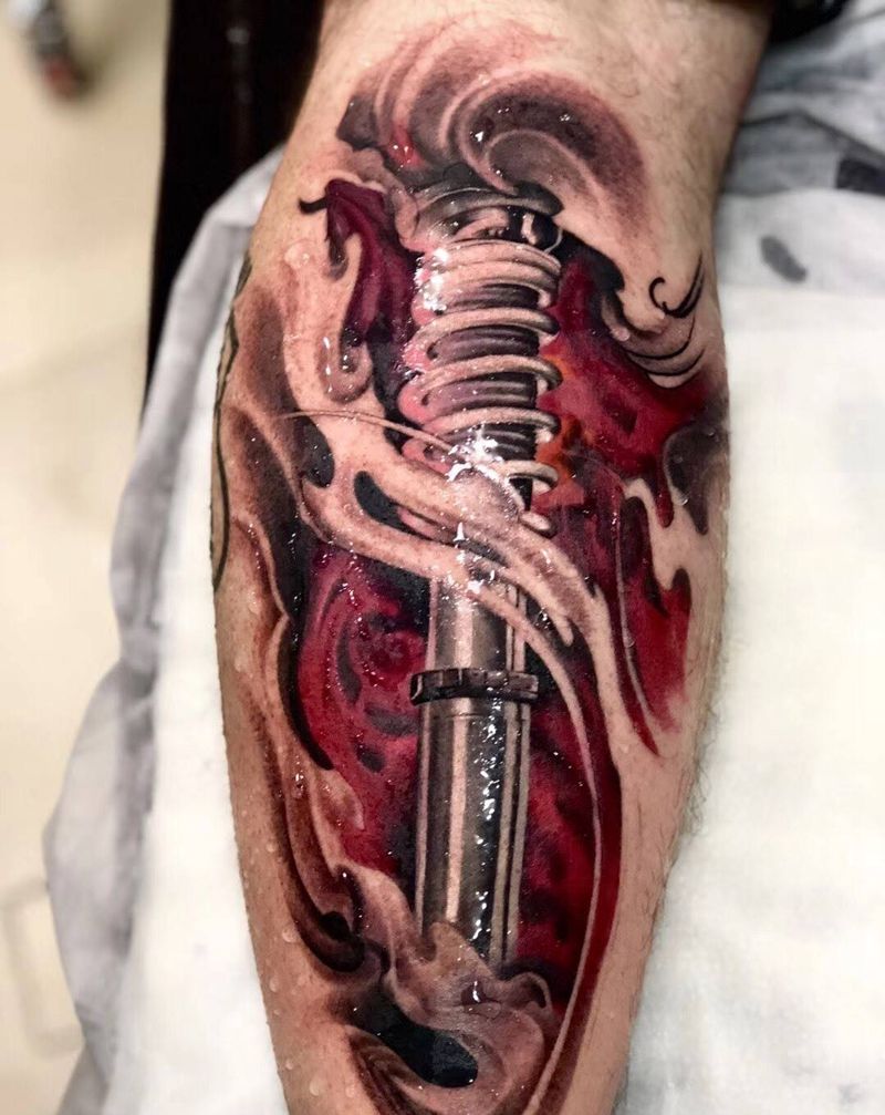 机械纹身图片_成品腿部欧美静物纹身图案