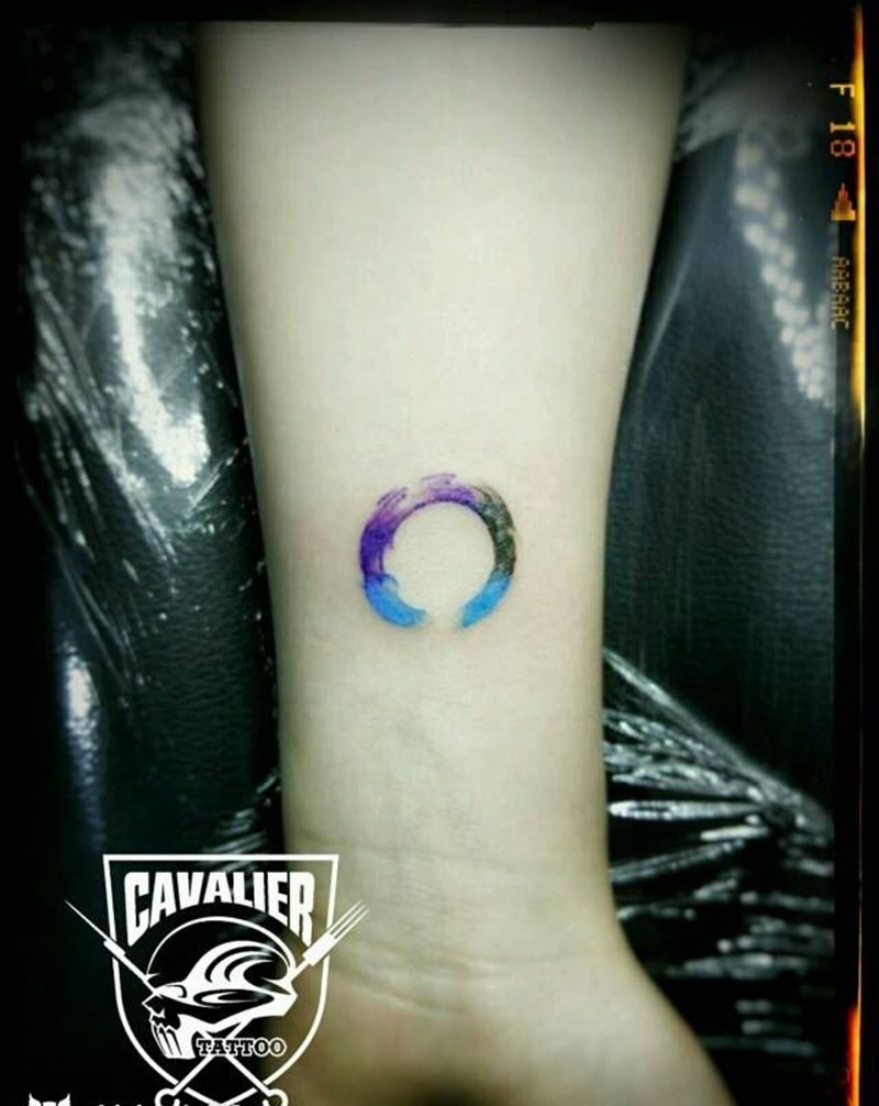 水彩纹身图片_手臂清新几何成品纹身图案