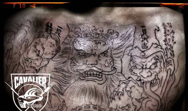 颜王 阎王纹身图片_胸部传统肖像人物鬼神成品纹身图案