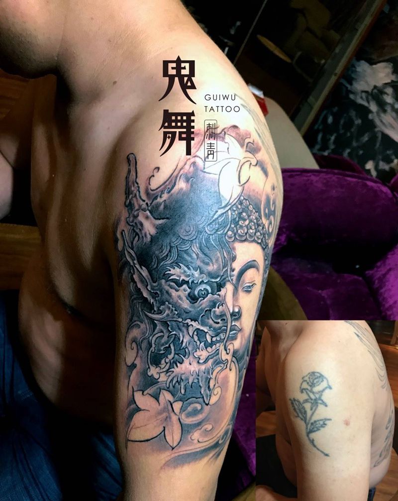 佛魔一念间(遮盖)纹身图片