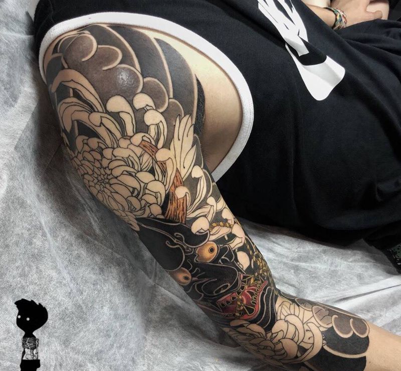 般若菊花纹身图片