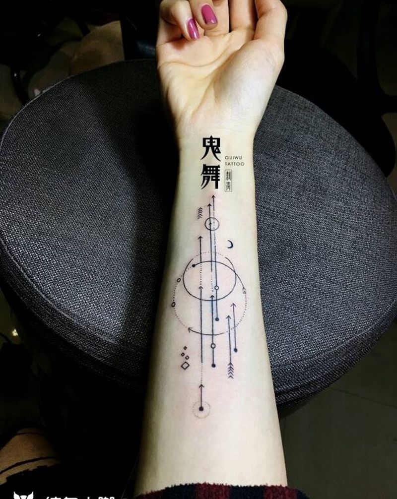 几何，线条纹身图片_手臂手部清新几何纹身图案