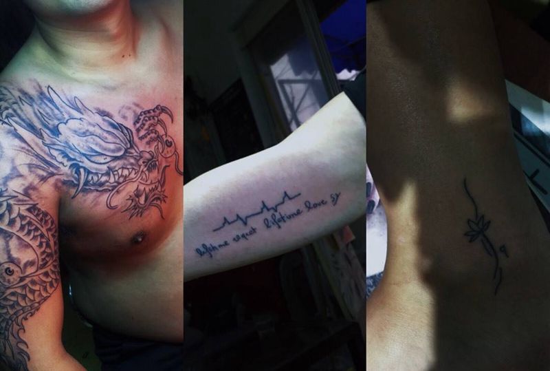 龙纹身图片_成品手臂胸部传统动物鬼神纹身图案