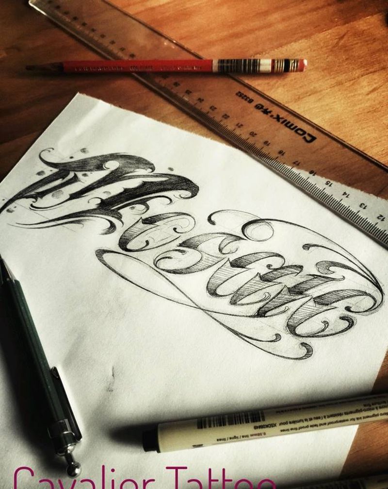 奇卡诺花体字纹身图片_手臂花体字纹身图案