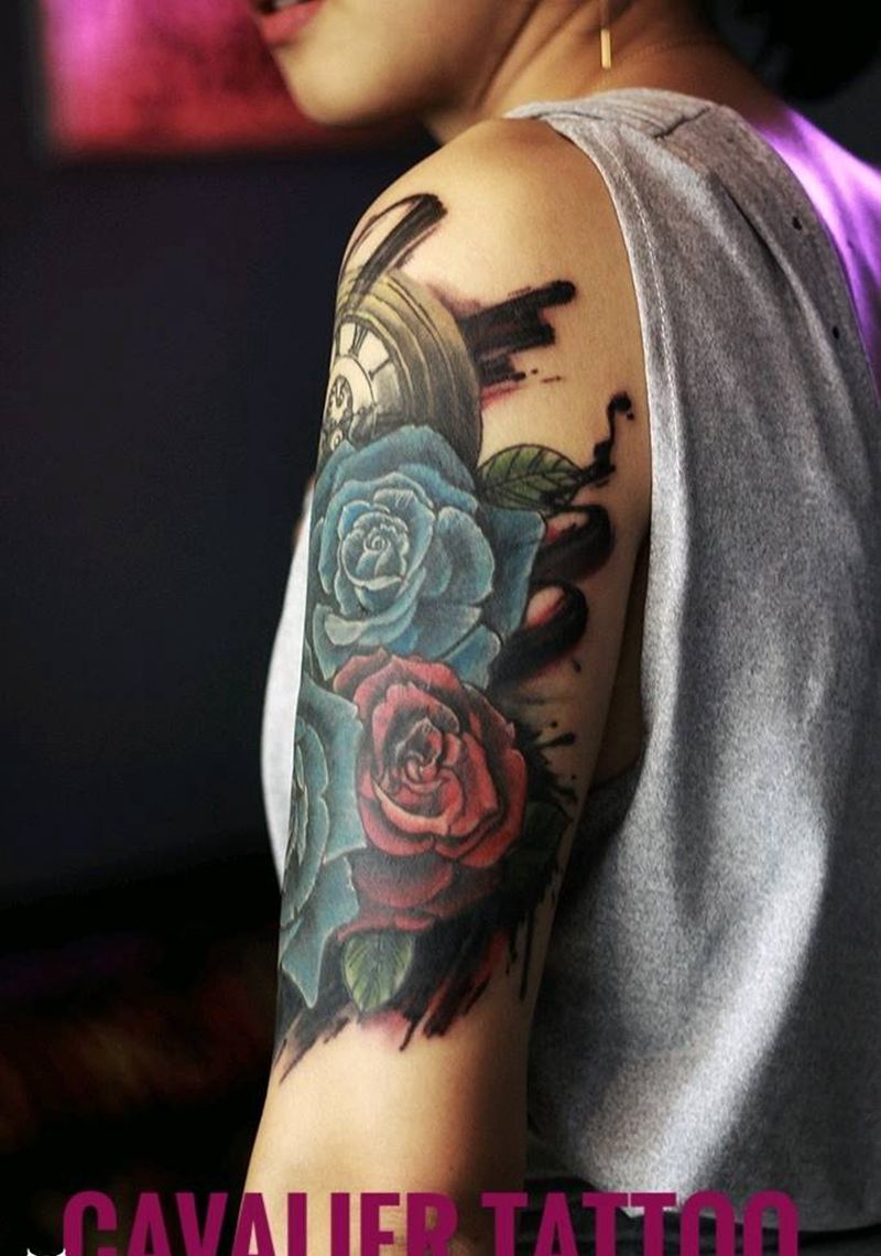 遮盖作品，加的素材纹身图片_手臂欧美写实纹身图案