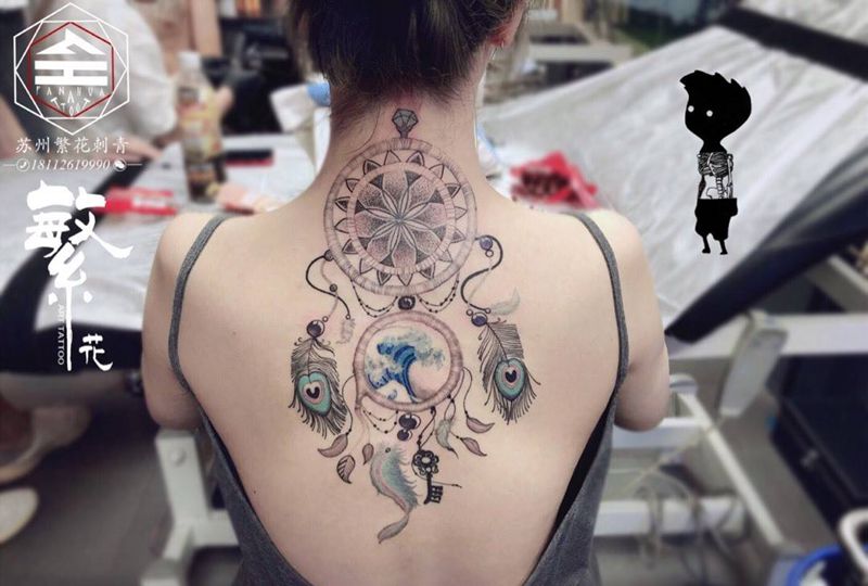 捕梦网纹身图片_成品传统习俗原创静物纹身图案