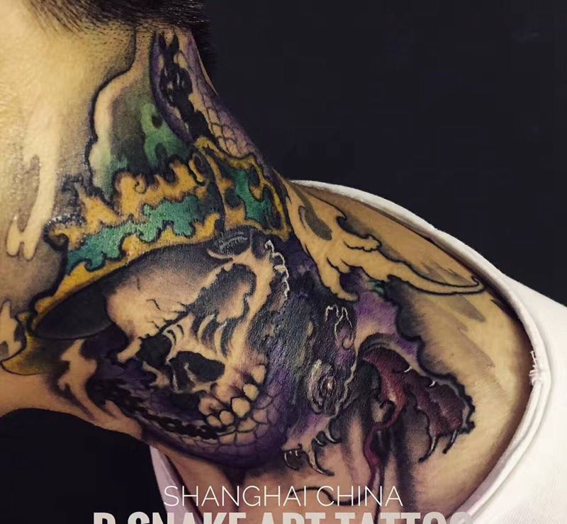 武士骷髅纹身图片