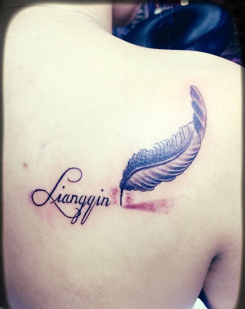 羽毛纹身图片_肩部背部手臂腿部纹身图案