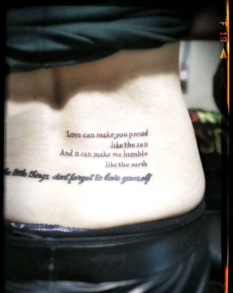 小英文纹身图片_腰部清新字符成品纹身图案