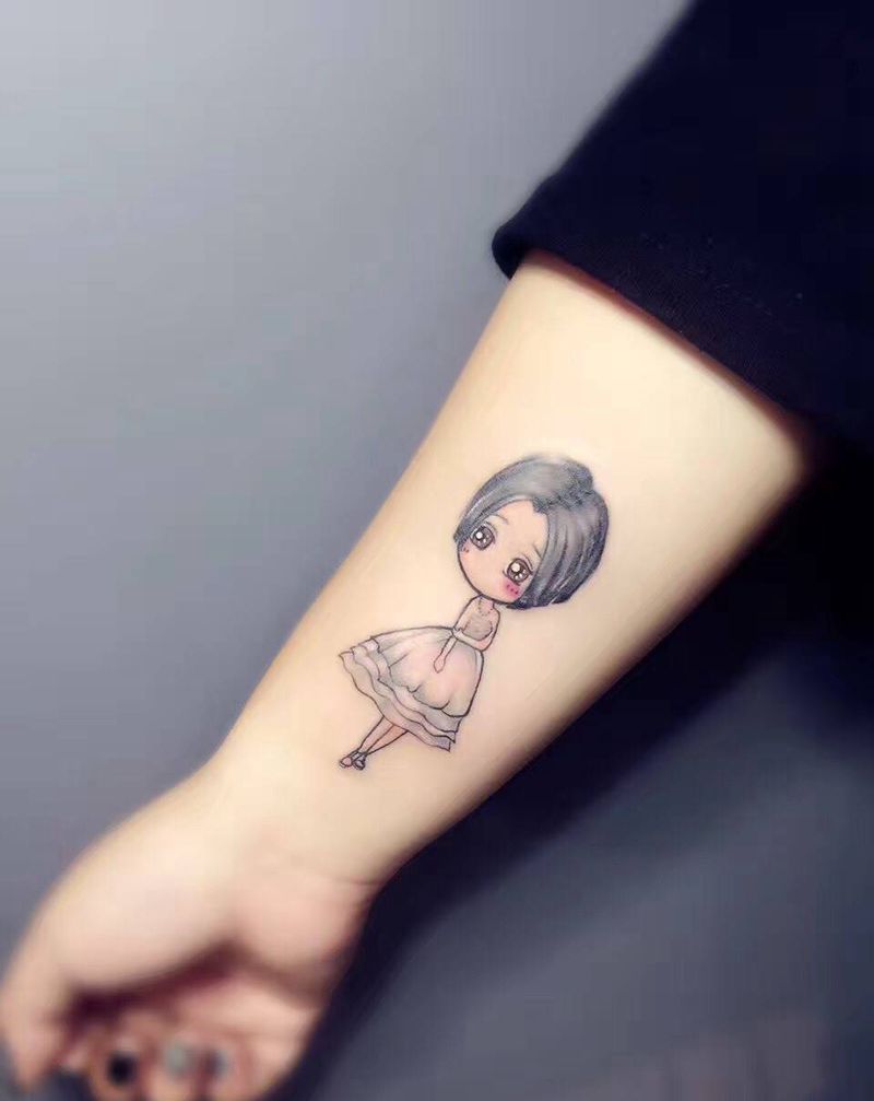 萌萌美少女纹身图片_成品手臂背部腿部肩部胸部清新人物纹身图案
