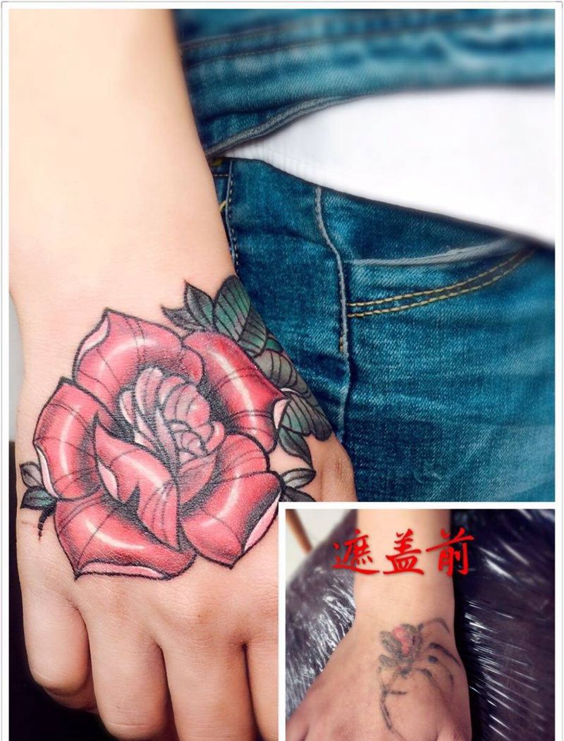 遮盖旧图纹身图片_成品肩部胸部背部手臂手部脚部腿部欧美植物纹身图案