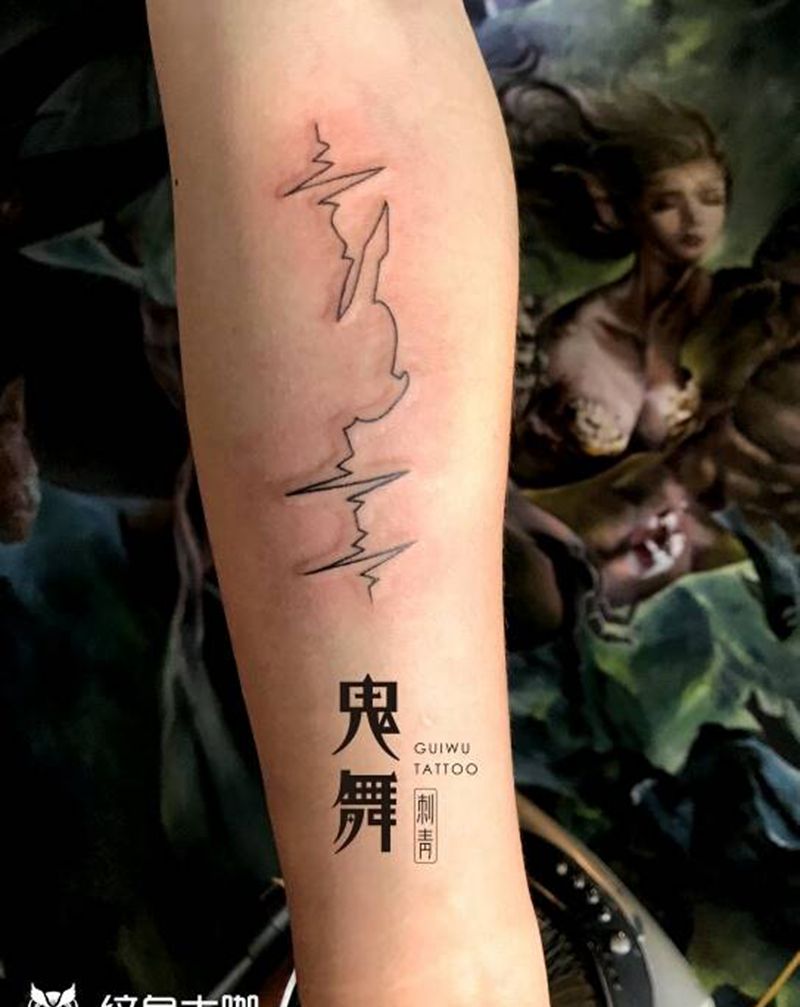 小图心电图纹身图片