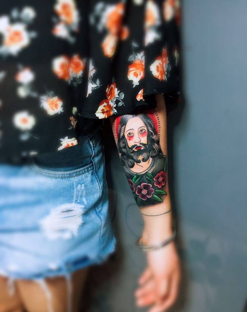 遮盖作品纹身图片_成品手臂欧美植物静物纹身图案