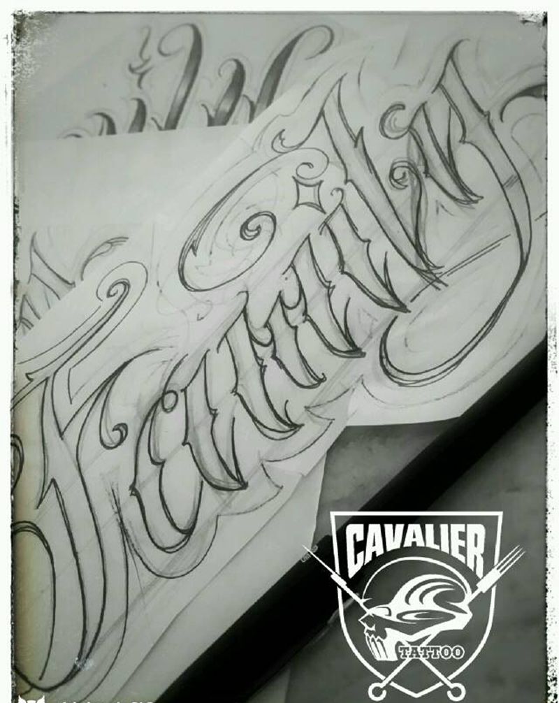 花体其卡诺纹身图片_手臂欧美字符花体英文其卡诺英成品手稿纹身图案