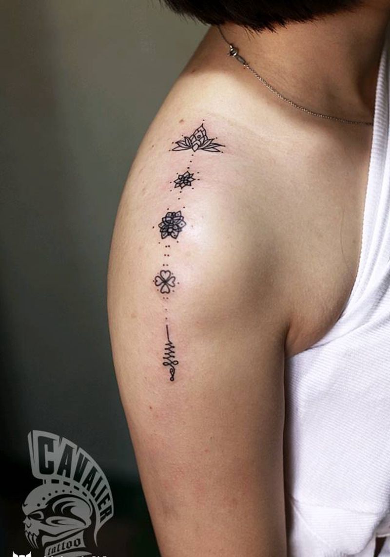 小清新纹身图片_肩部手臂清新几何成品纹身图案