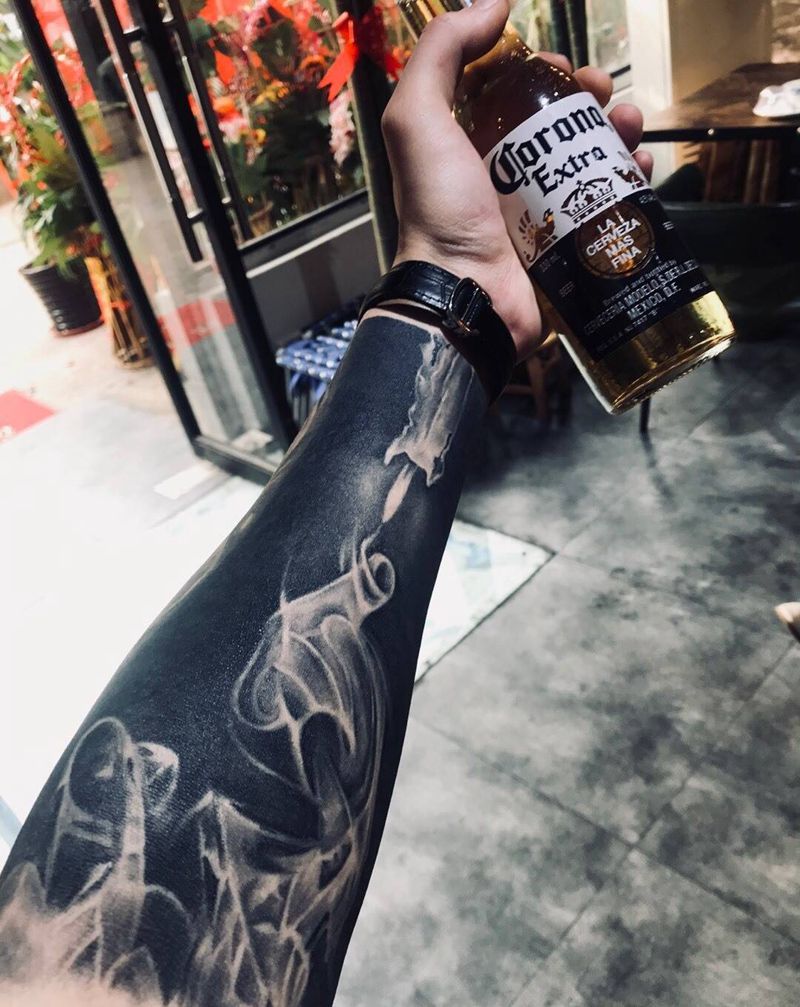 买家秀黑臂未完成纹身图片_成品手臂欧美写实静物几何纹身图案
