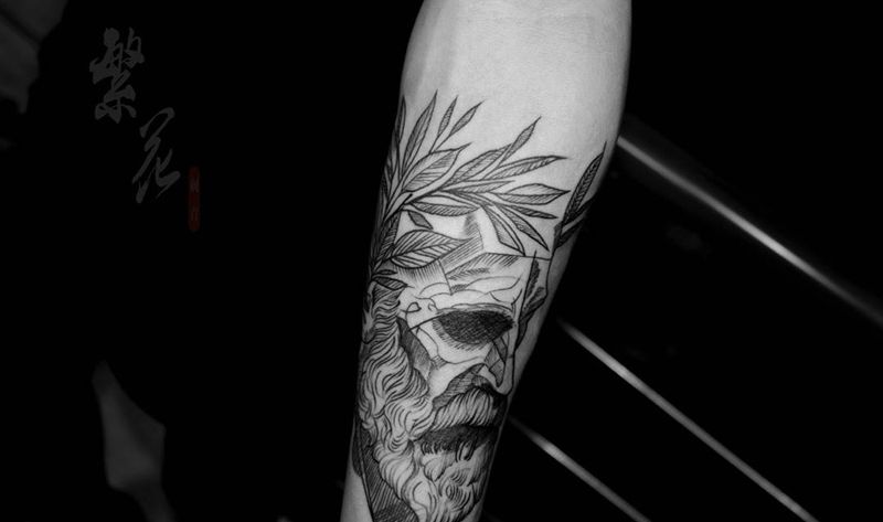 思想者纹身图片