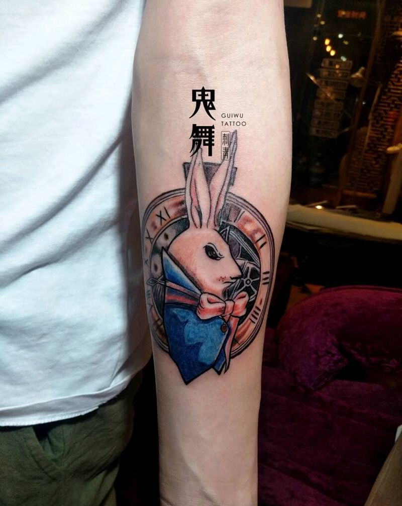 小兔纸儿纹身图片_手臂手部欧美动物原创成品纹身图案