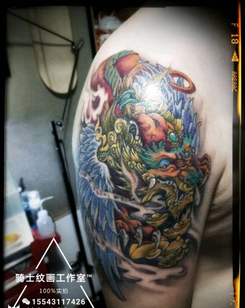 貔貅纹身图片_手臂传统动物鬼神成品纹身图案