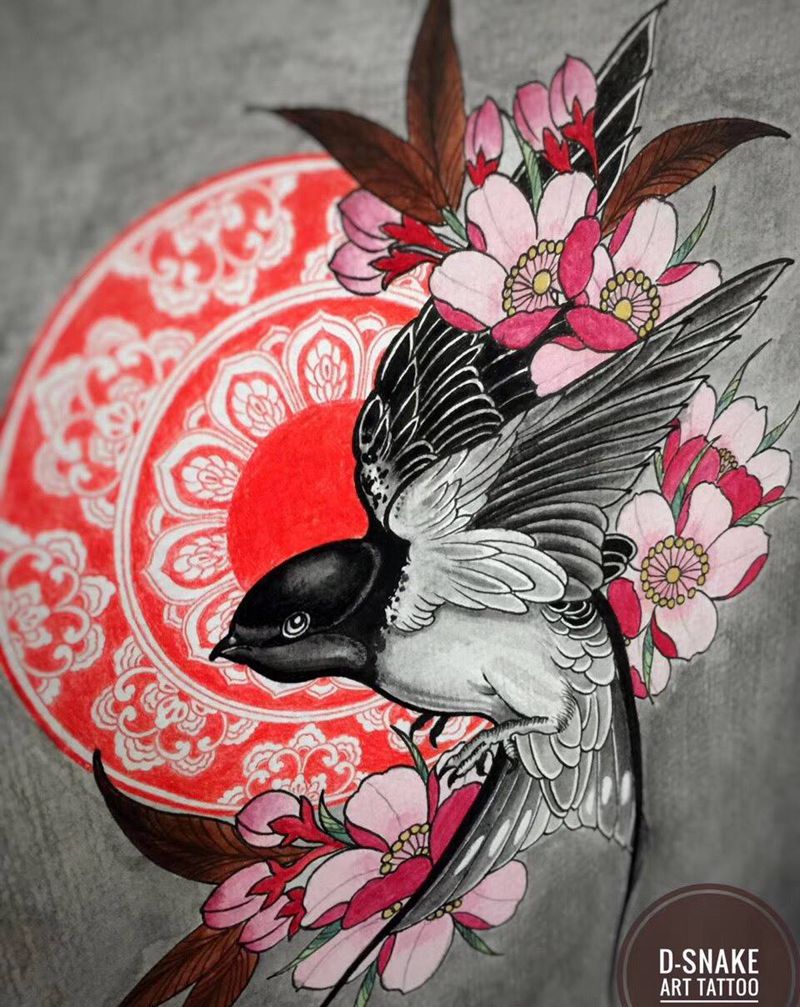 鸟纹身图片_手稿纹身图案