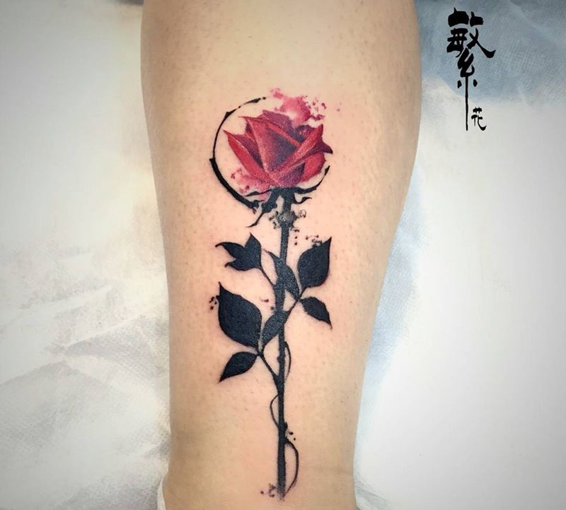 玫瑰一朵纹身图片