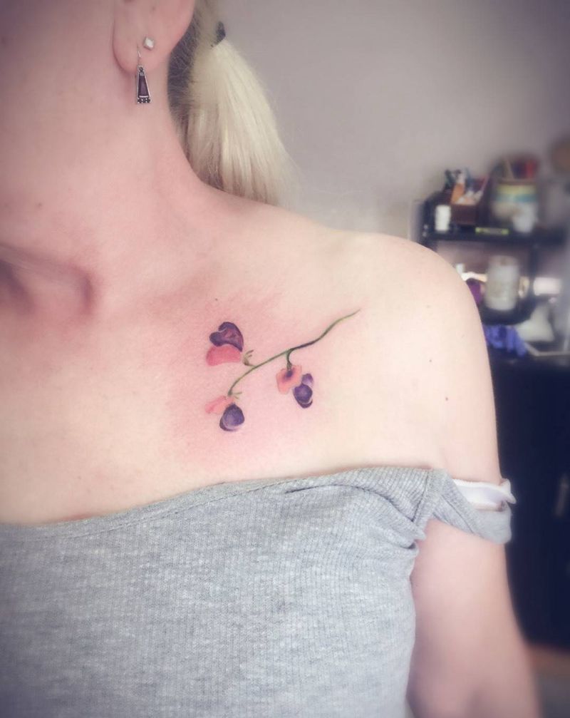 小花纹身图片_成品颈部胸部背部清新植物手臂腿部脚部纹身图案