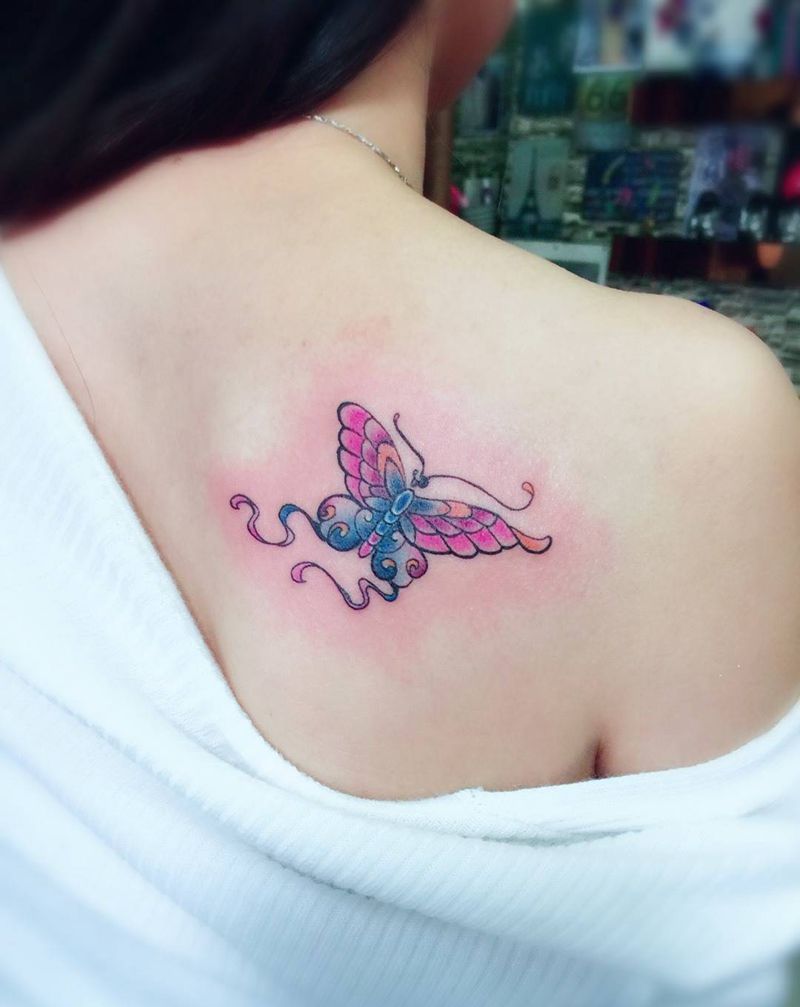 蝴蝶一枚纹身图片