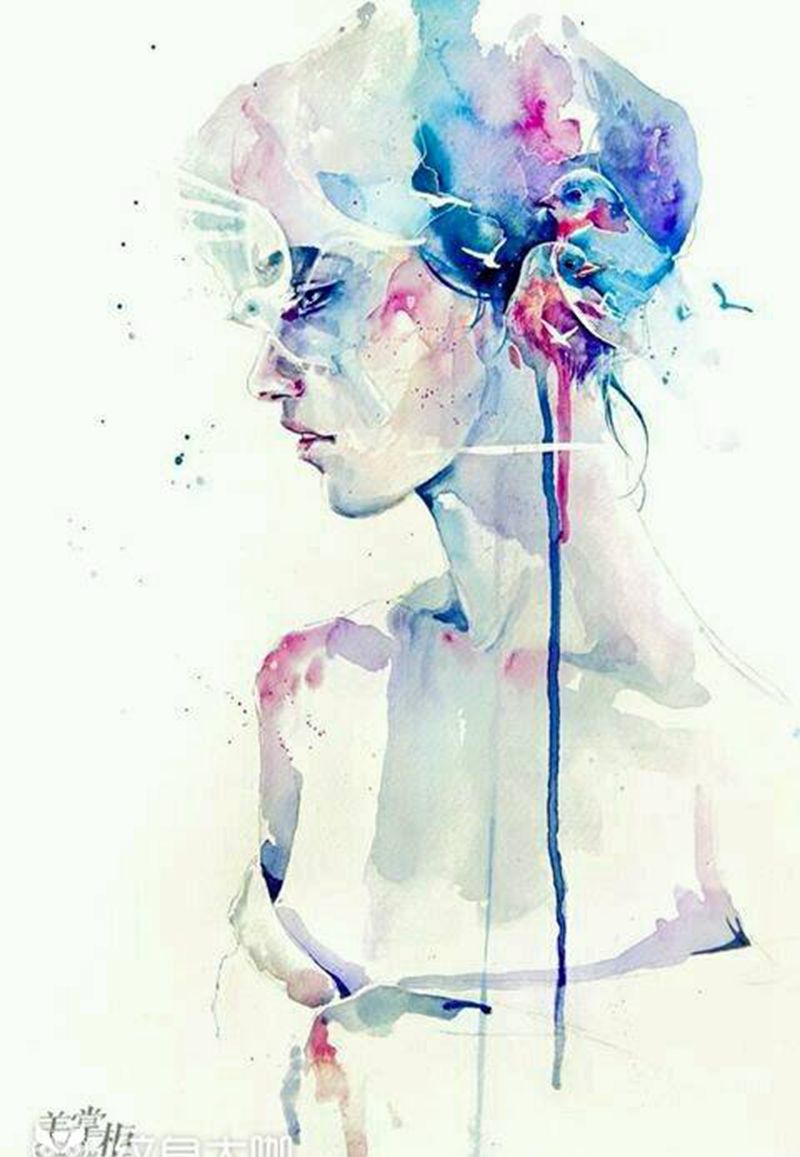 水彩人物素材纹身图片