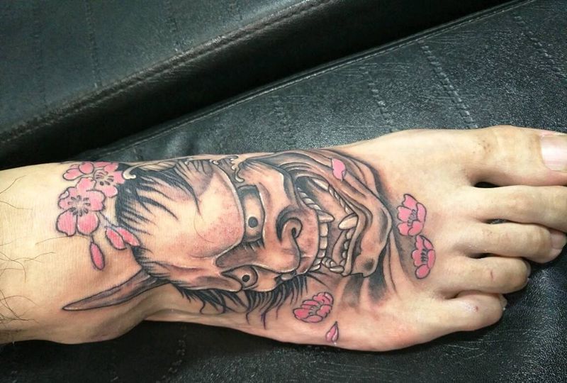 脚面般若纹身图片