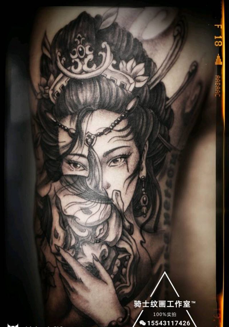 这个艺妓再来一次纹身图片_手臂传统肖像人物植物鬼神成品纹身图案