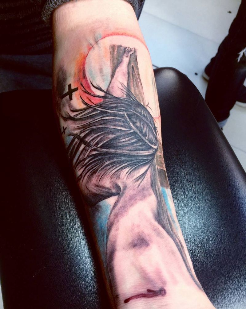 耶稣纹身图片_成品肩部手臂背部胸部欧美人物宗教纹身图案