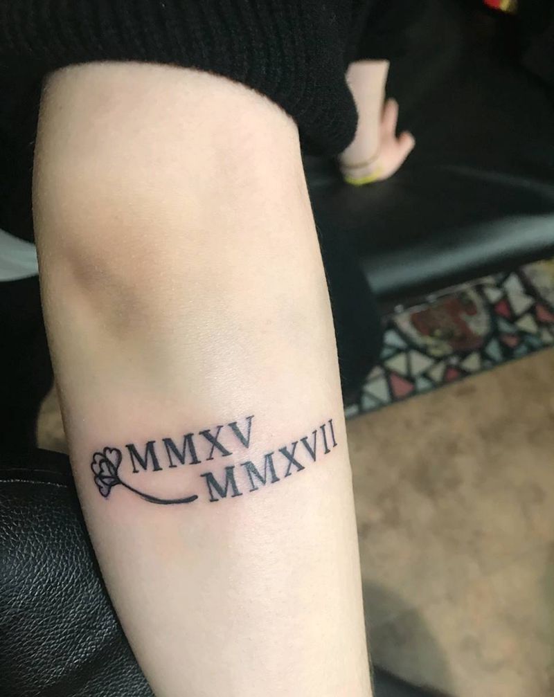 情侣款  罗马数字纹身图片_手臂清新字符成品纹身图案