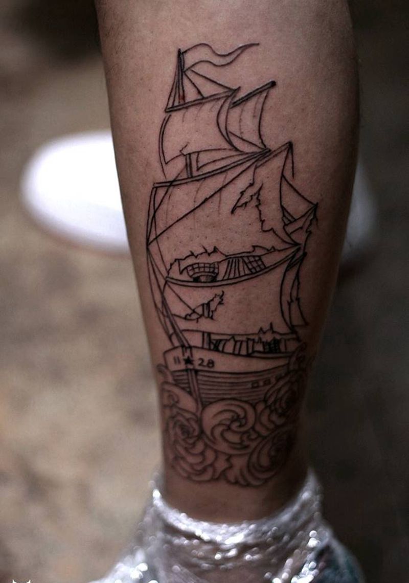 ⛵️帆船纹身图片