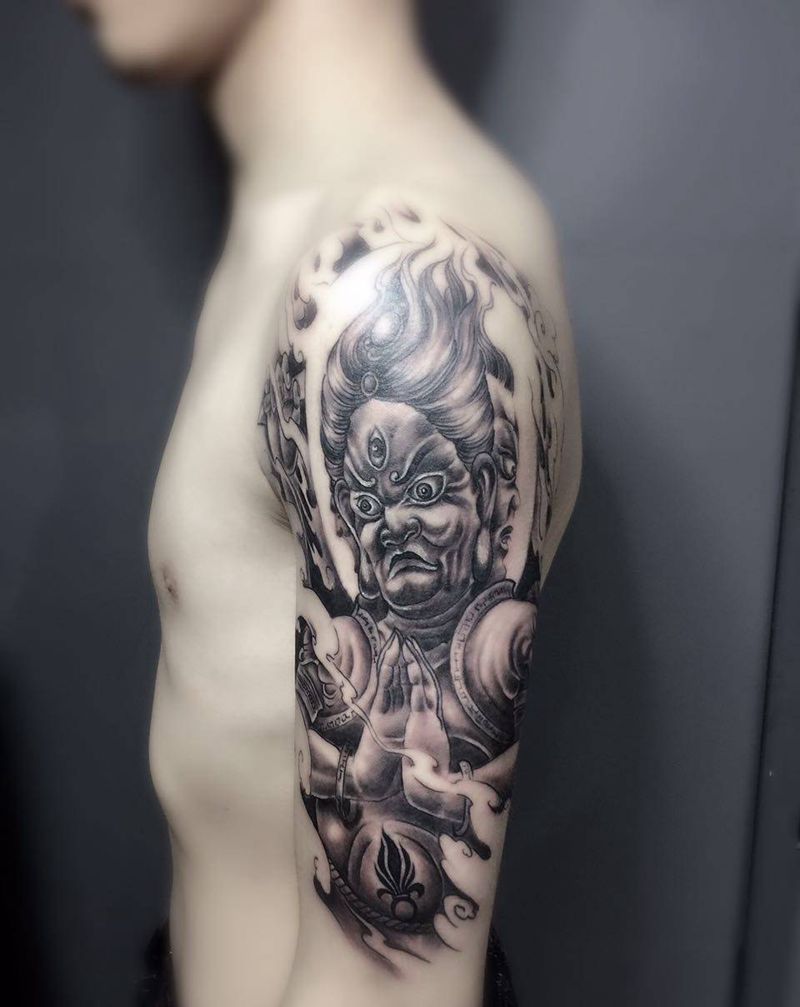 大臂纹身纹身图片_成品手臂腿部肩部背部传统肖像人物鬼神宗教纹身图案