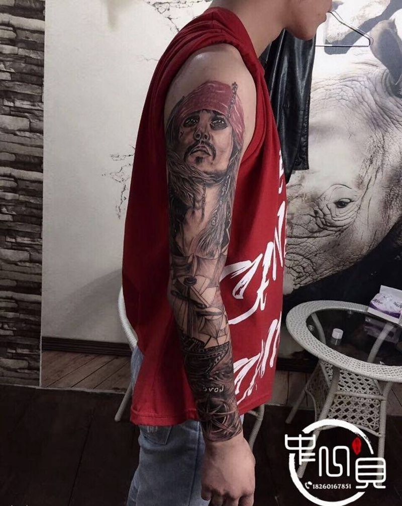 海上风云纹身图片_手臂纹身图案