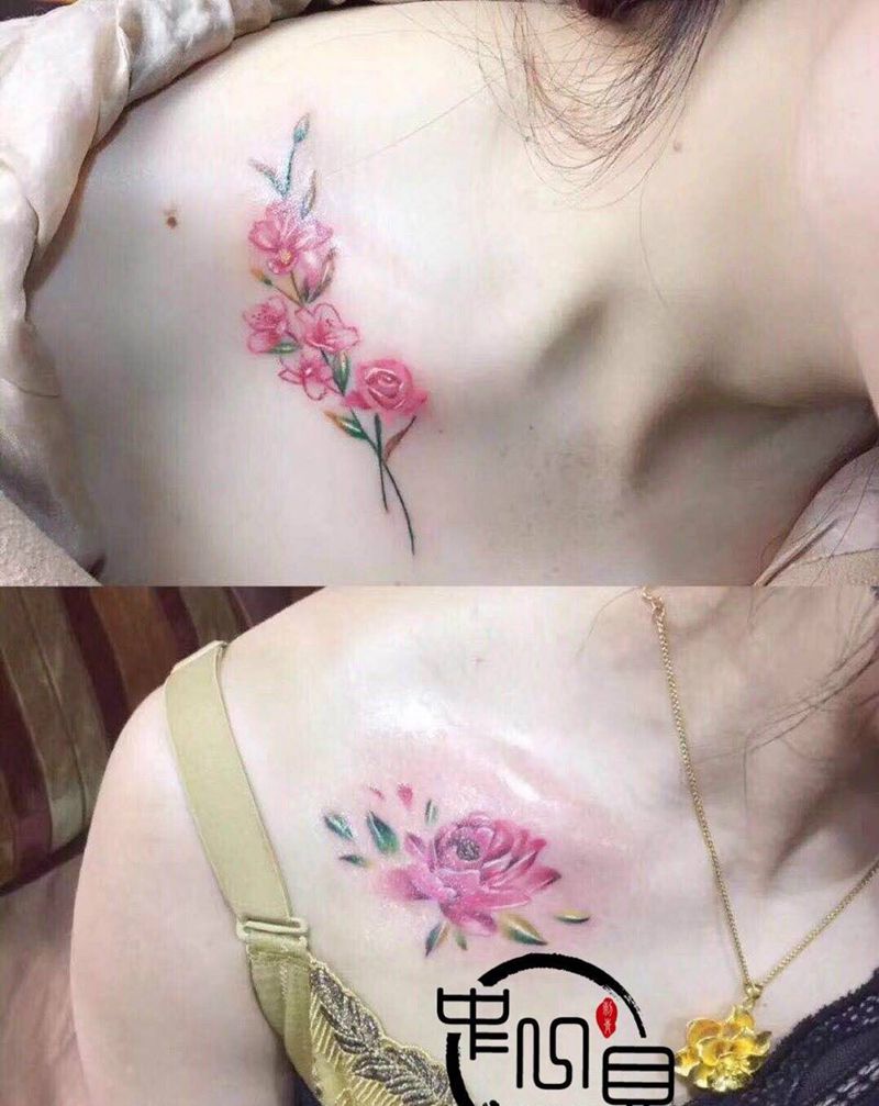 花集纹身图片_肩部腿部纹身图案