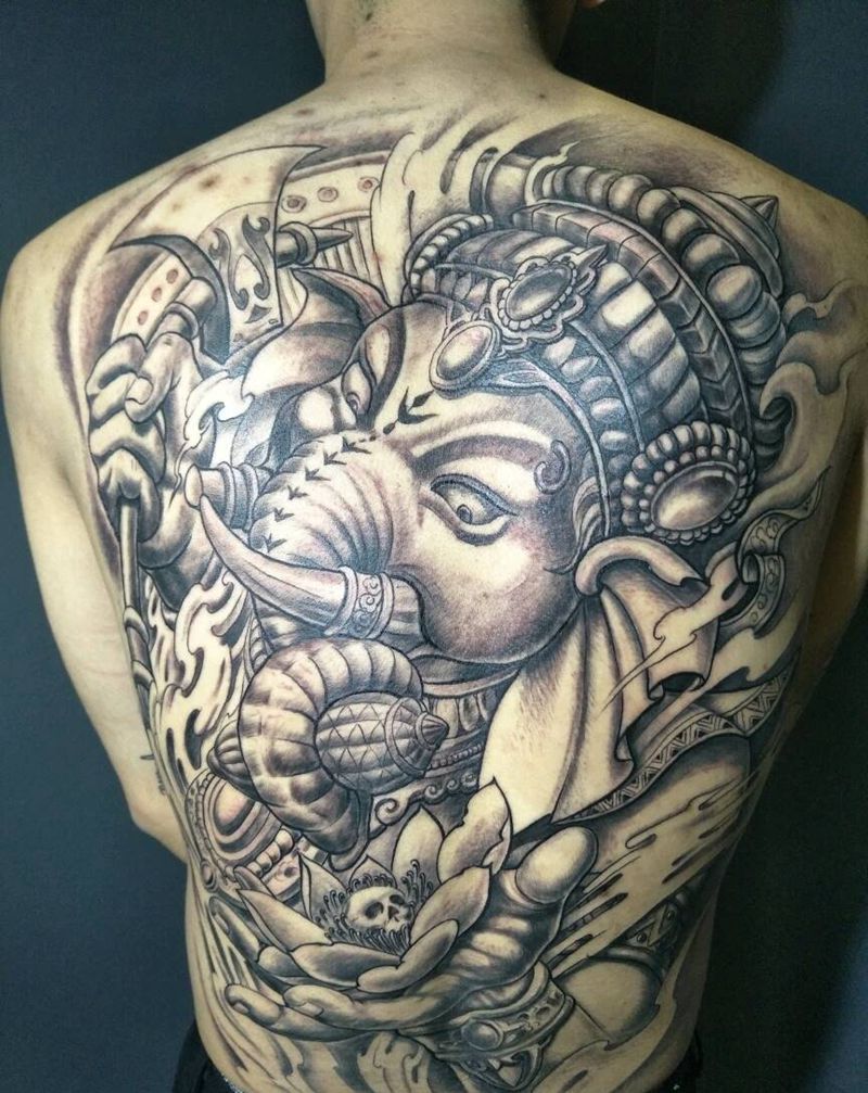 满背象神…~纹身图片_背部传统鬼神宗教成品纹身图案