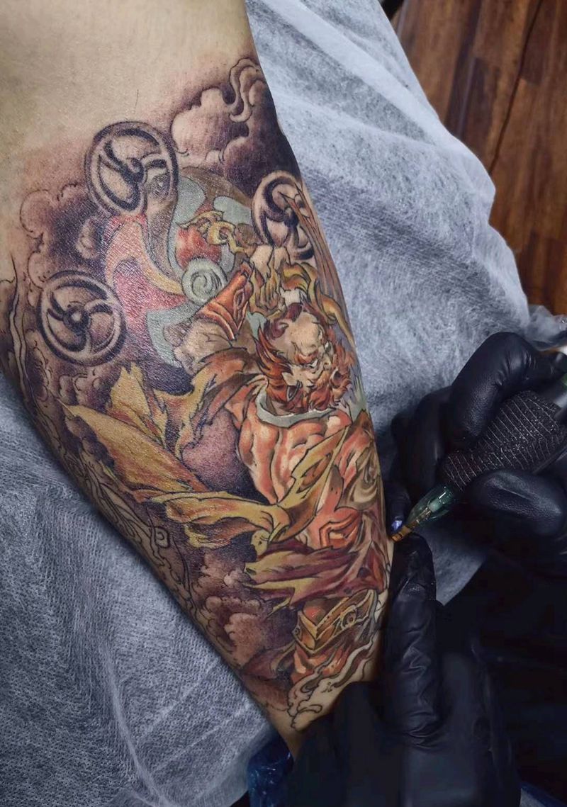 小腿纹身图片_腿部新传统纹身图案