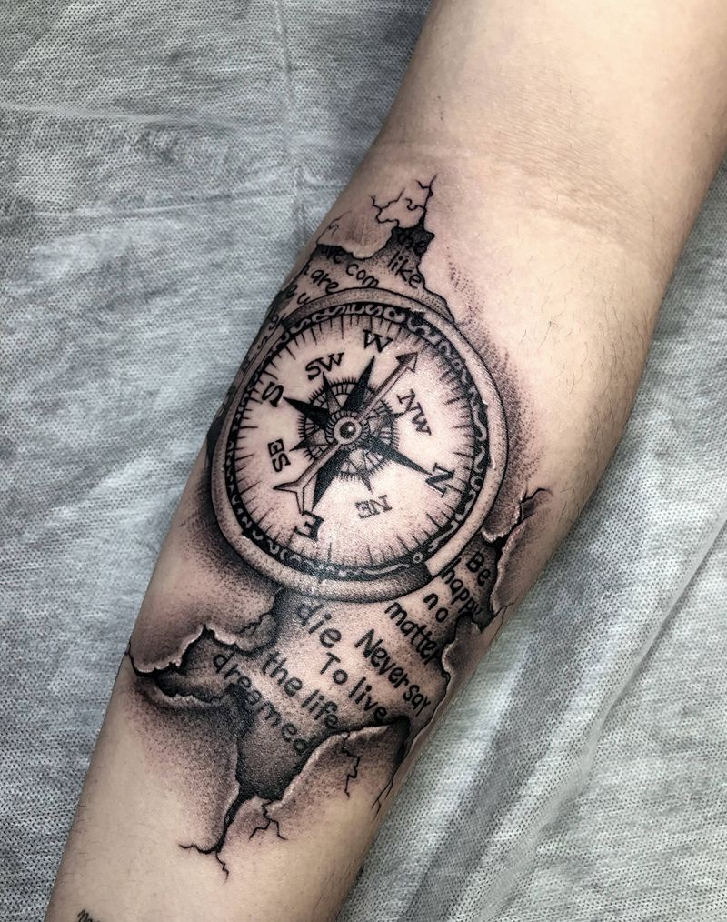 表盘纹身图片_手臂纹身图案