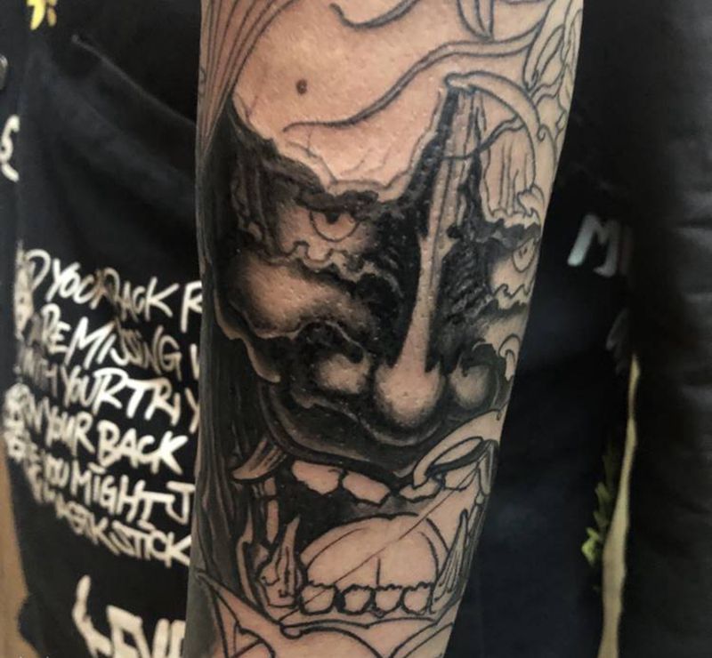 来自曉義刺青手稿集未完纹身图片_手臂般若纹身图案