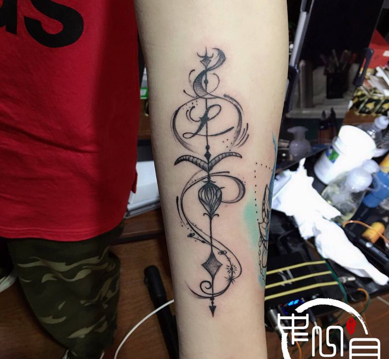 白羊座——水瓶座纹身图片_手臂纹身图案