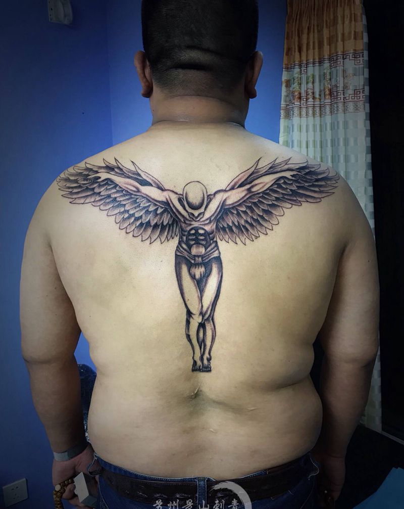 天使纹身图片_背部纹身图案