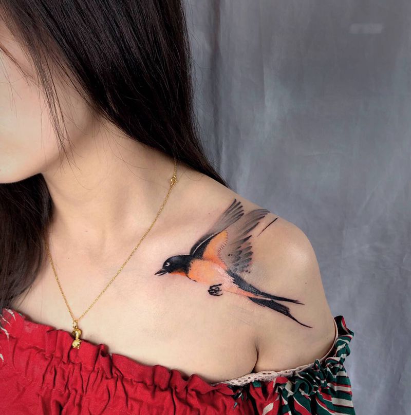 志在千里纹身图片_胸部纹身图案