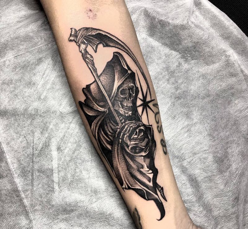 暗黑死神纹身图片_手臂纹身图案