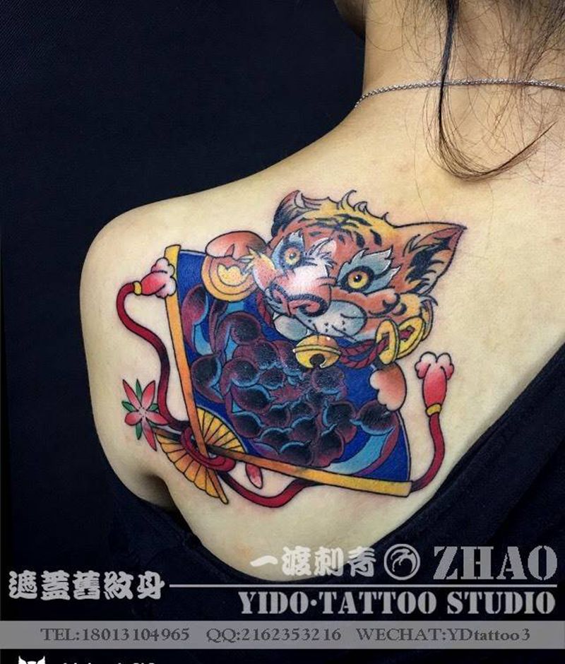 小老虎遮盖纹身图片