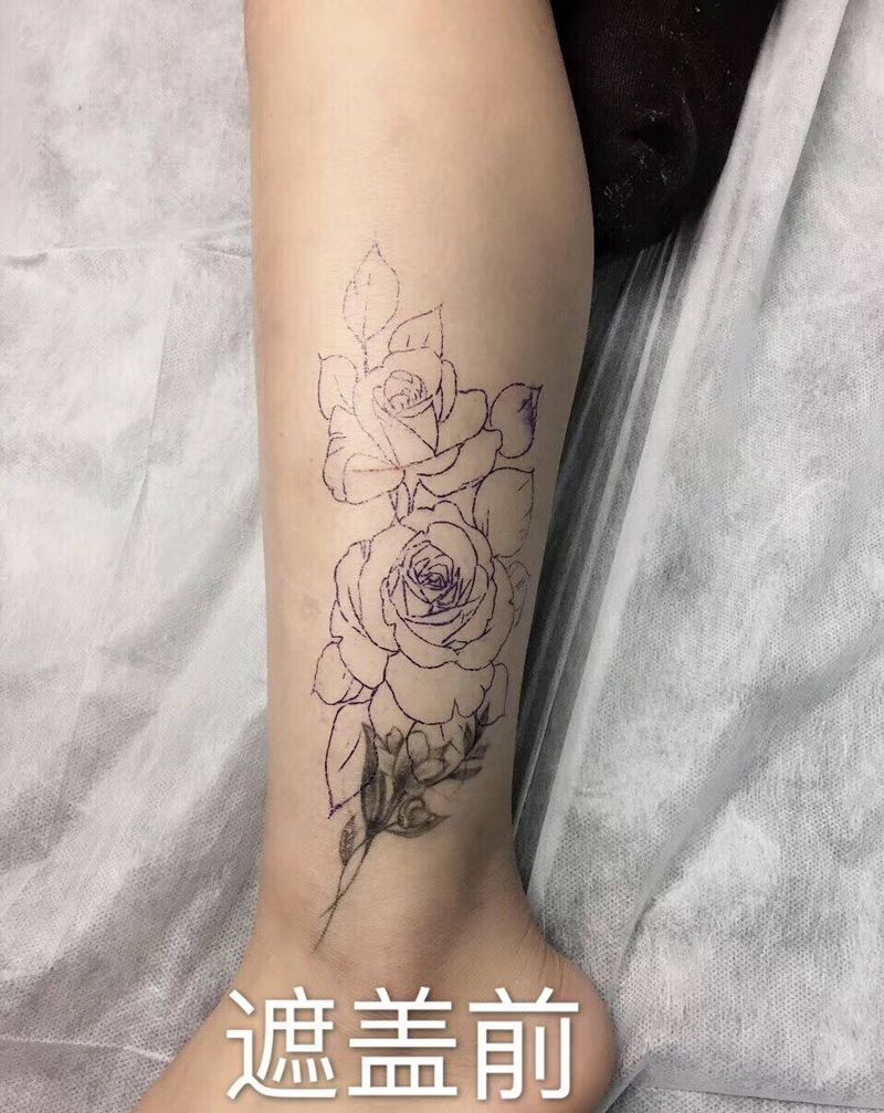 遮盖纹身图片_腿部纹身图案