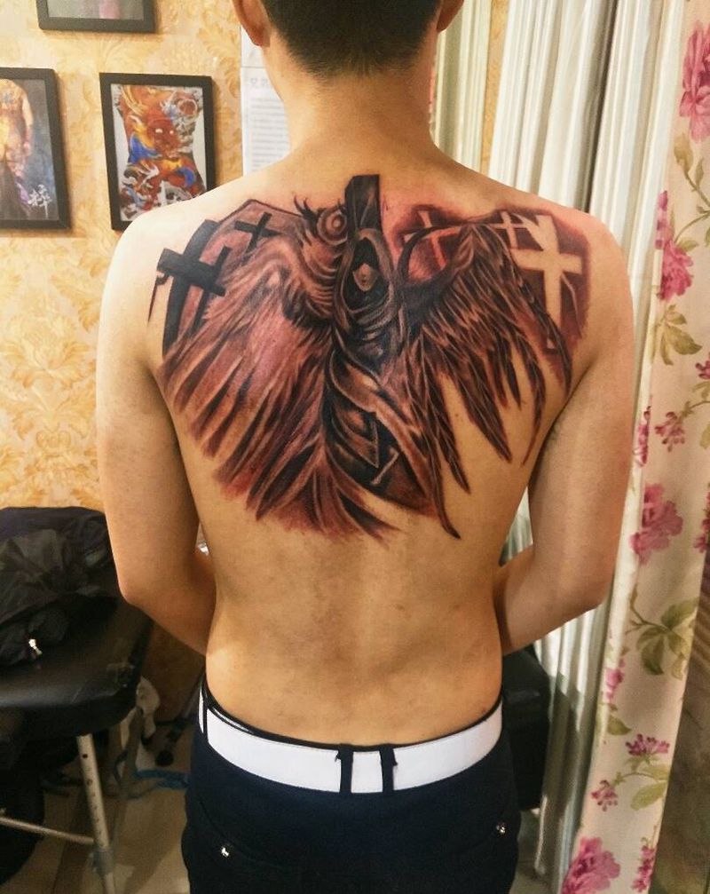 死神翅膀纹身图片