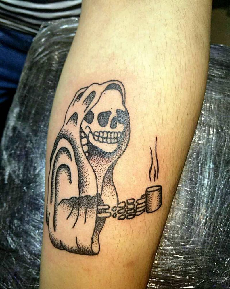 点刺纹身图片_手臂鬼神骷髅成品纹身图案
